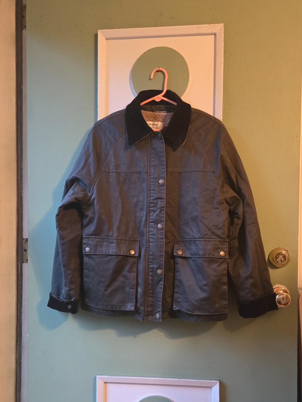 Brownie Barn Coat Removable Vest Size Eur XS Gray Green Brown